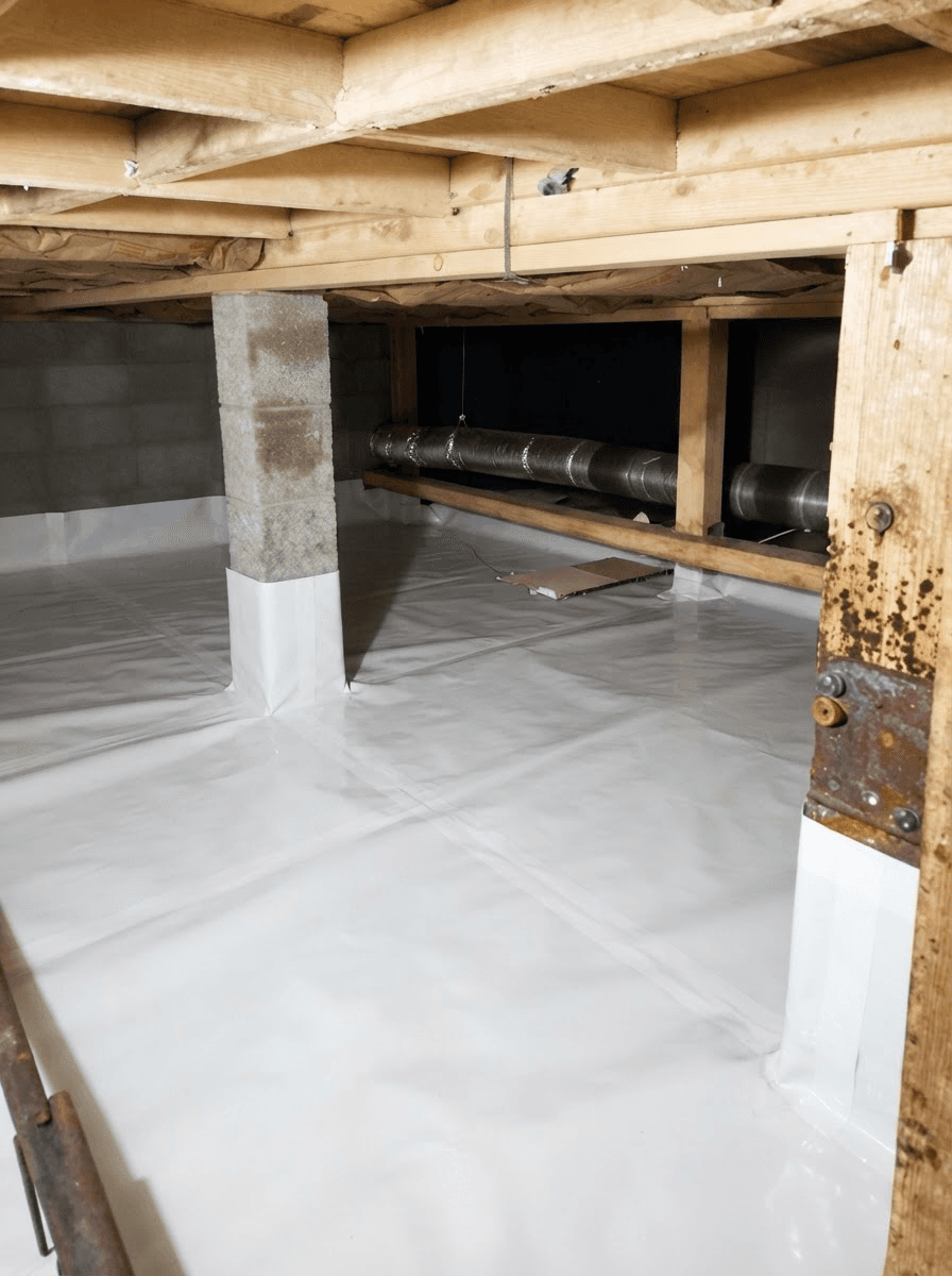 Damp crawl space after